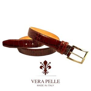 VERA PELLE  Real Italian Leather Men's Belt Tan 41"